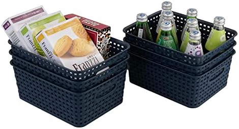 Plastic Storage Baskets for Organizing, Small Weave Storage Baskets, 6 Packs