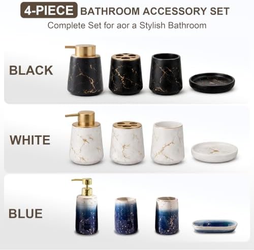 3 Piece Painted Ceramics Bathroom Accessories Set Durable Matte Black
