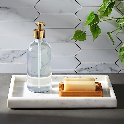 Juvale Large Marble Vanity Tray - Jewelry & Cosmetic Organizer with Drawer Organizer - Bathroom Display with Soap Tray - Home Accent Piece with Marble Decor - 11.7 x 7.7 x 1.1 in White (Pack of 2)