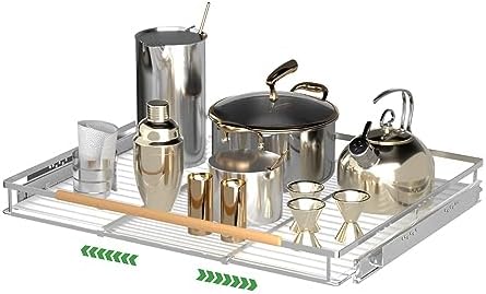 Pull-Out Cabinet Organizer, Stainless, 16.2-26.2 In, 1 Pack