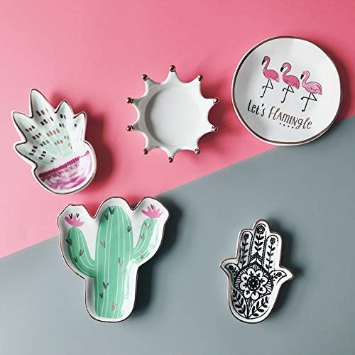 Stephanie Imports Let's Flamingle - Ceramic Trinket Plate and Decorative Jewelry Dish