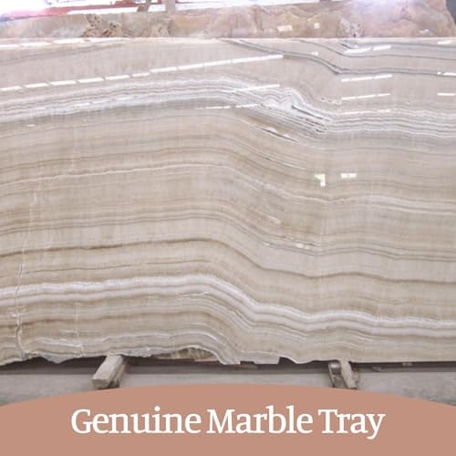 Koville Natural Marble Tray, 12"x6" Decorative Tray for Countertop, Catchall for Perfume, Candles, Jewelry Dish Moca Jade