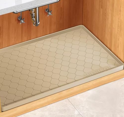 Winisok Waterproof Under Sink Mat 40" x 19", Silicone Mat, Beige
