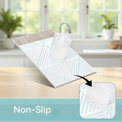 FIFTY FEET 12"x120" Non-Adhesive Shelf Liner for Kitchen Cabinets and Drawers, Washable Non-Slip PVC Cabinet Liner (White Modern)(1 Roll)