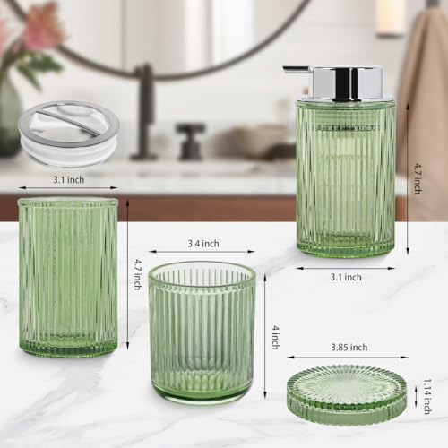 4pcs Green Glass Bathroom Accessories Set