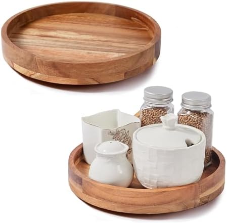 [2 Pack]12" Wood Lazy Susan Organizer for Cabinet,Lazy Susan for Countertop