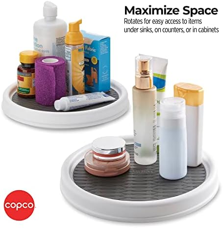 Copco Lazy Susan Turntable Organizer Set of 2, 9 Inch Rotating Cabinet and Pantry Storage, Nonslip Surface with Outer Rim, Wipe Clean