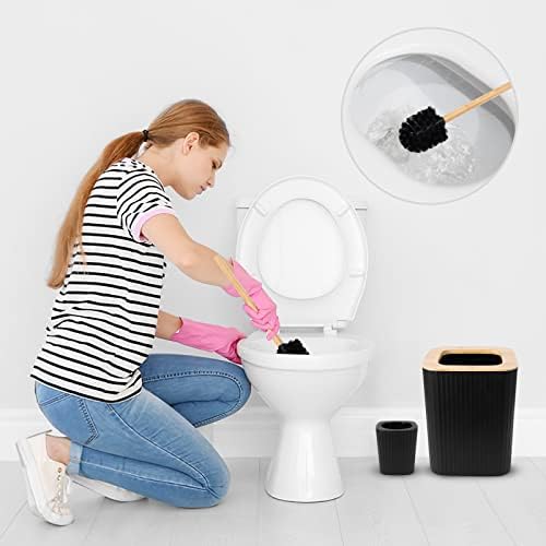 XLHOMO Black Bathroom Accessories Set, 9PCS Bathroom Accessory Set with Trash Can,Tray,Soap Dispenser,Toothbrush Holder,Toothbrush Cup,Soap Dish,Toilet Brush and Q-tip Holders for Housewarming
