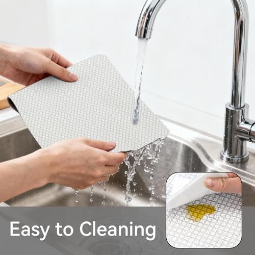 FIFTY FEET 12"x120" Non-Adhesive Shelf Liner for Kitchen Cabinets and Drawers, Washable Non-Slip PVC Cabinet Liner (White Circle)(10 Roll)