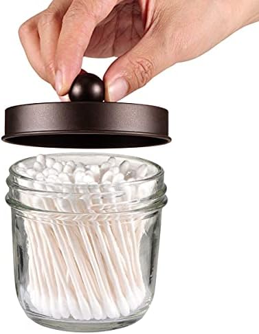 Amolliar Mason Jar Bathroom Accessories Set(4 Pack) -Bronze-Lotion Soap Dispenser&Qtip Holder Set&Toothbrush Holder-Rustic Farmhouse Decor Apothecary Jar Bathroom Countertop,Vanity Organize (Bronze) | Lotion Soap Dispenser, 2 Qtip Holder Set, Toothbrus...