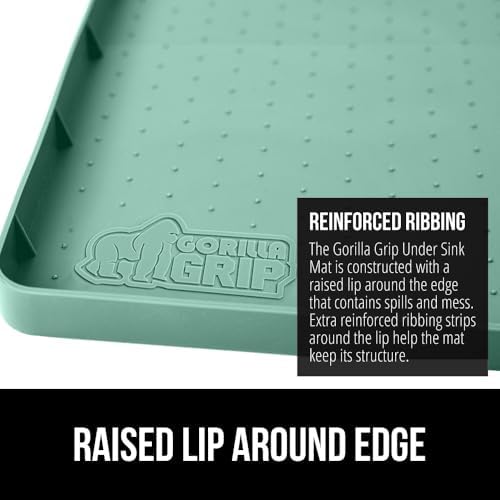 GORILLA GRIP Waterproof Silicone Under Sink Mat, Stay in Place, 34x22 Mint