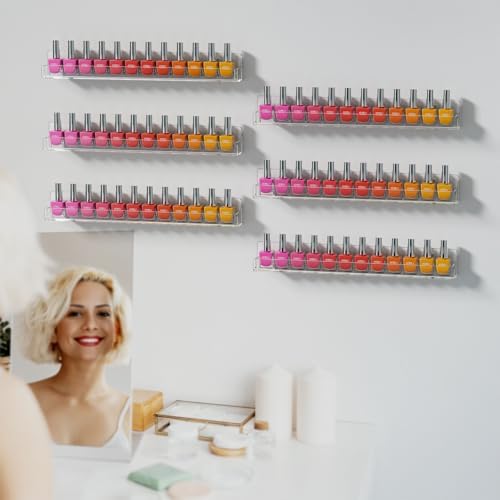 FEMELI Acrylic Nail Polish Wall Rack, 12 Pack 15 Inch Organizer Shelves