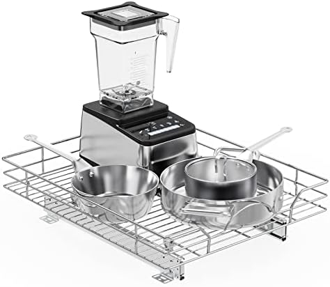 ROOMTEC Pull Out Cabinet Organizer - 17" W x 21" D, Slide Out Kitchen Cabinet Storage Shelves, Fits 18.5" Opening