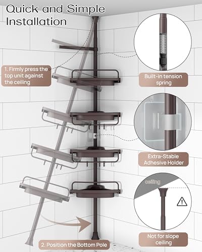 Corner Shower Caddy Tension Pole for Shampoo Holder, Stainless Steel Rod