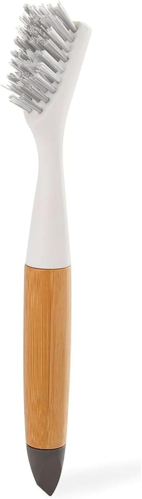 Full Circle Every-Crevice Detail Brush, Deep Cleaning Brush for Crevices, Shower, & Grout, Tough Bristles, Sustainable Bamboo Handle, White