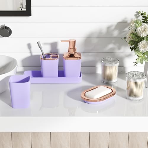 XLHOMO Bathroom Set, Purple Bathroom Set, 9PC Bathroom Accessory Set