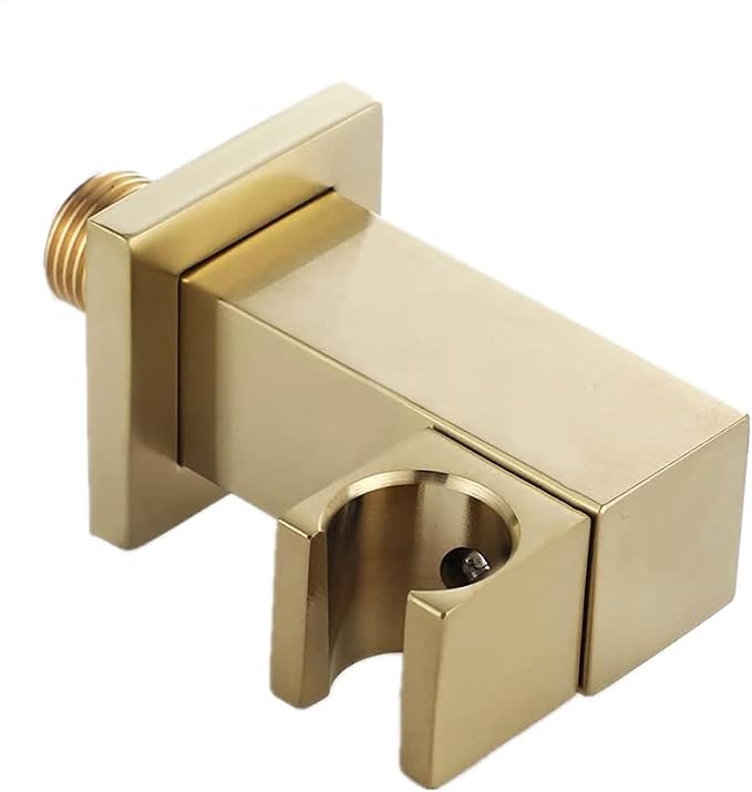 Hand Held Shower Head Holder with Hose Connector for Shower System Faucet Set,Shower Wand Holder Wall Mount,Adjustable Handheld Shower Handle Sprayer Holder Shower Hose Adapter Bracket Brushed Gold
