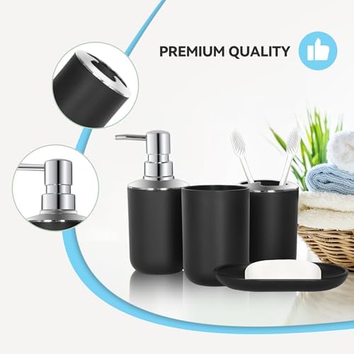 Black Bathroom Accessories Set 4 PCS, Black Bathroom Accessories