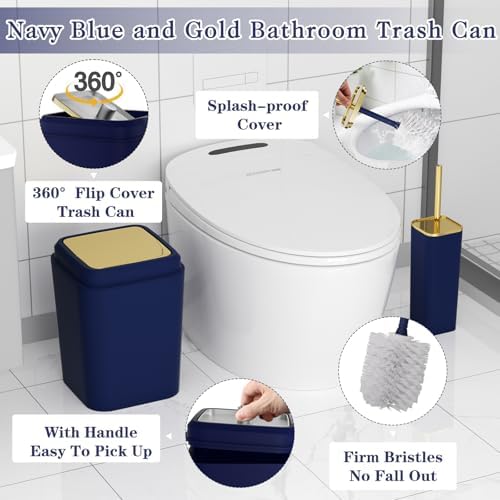XLHOMO Blue Bathroom Set, Bathroom Sets with Shower Curtain and Rugs