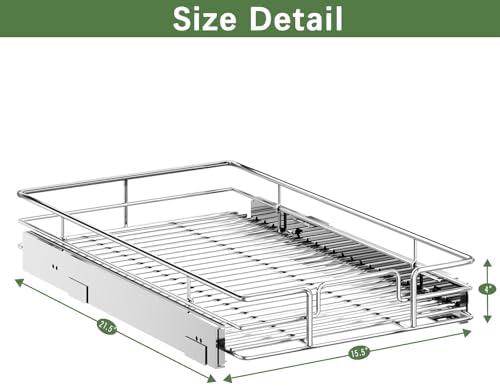 LOVMOR Pull Out Cabinet Organizer 15½" W x 21½" D, Kitchen Cabinet Pull Out Shelves Slide Out Storage