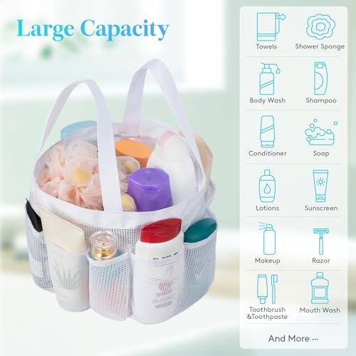 Lifewit Mesh Shower Caddy Portable, Dorm Room Essentials, 1 Pack, White