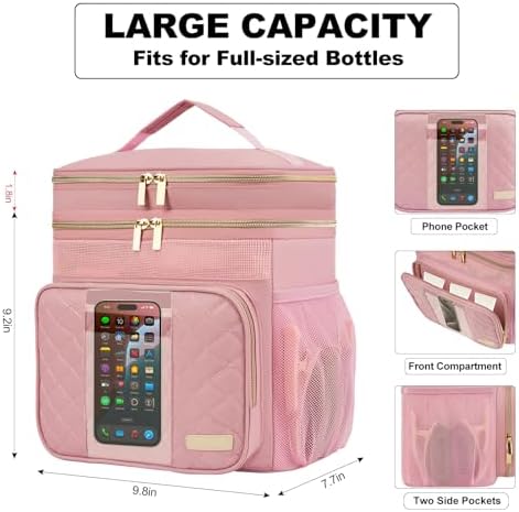 Portable Shower Caddy College Dorm Essentials, Large Toiletry Bag for Women Men, 2 Layers Quickly Dry Mesh Bathroom Tote Bag, Hanging Makeup Organizer Bag for Travel, Gym, Camping (Pink)