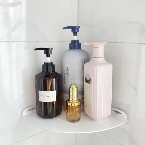 Corner Shower Caddy Shelf Rack, 8.5"x8.5" 2 Tier White