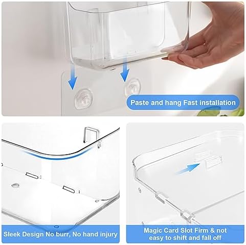 Diesisa Acrylic Wall Mount Organizer, 3Pcs Clear Adhesive Bathroom Shelves