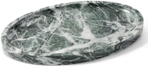 Koville Natural Marble Tray, Vanity Decorative Oval Marble Tray for Home, Countertop Organizer, Catchall Tray for Perfume, Candles, Jewelry