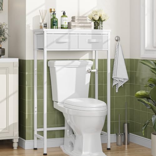 Simple Trending 2-Tier Over The Toilet Storage with 2 Fabric Drawers