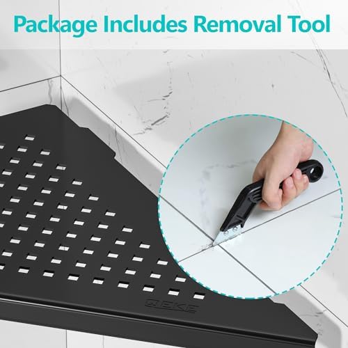 Qeke Corner Shower Shelves, 10” Recessed Tile Shower Shelf Black, 1 Pack
