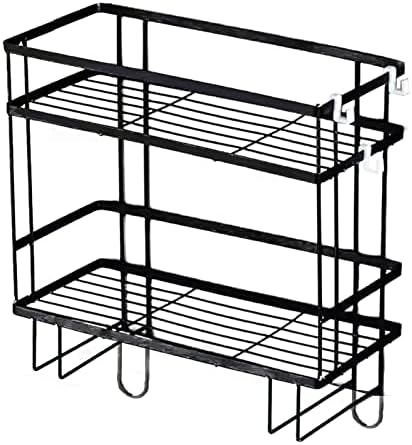 Toilet Shelf, Thickening Waterproof Multifunctional Double Layer Storage Rack, Large Capacity Nail Free Installation Organizer Rack, Stylish Iron Bathroom Organizer Over Toilet(Double Layer Black)