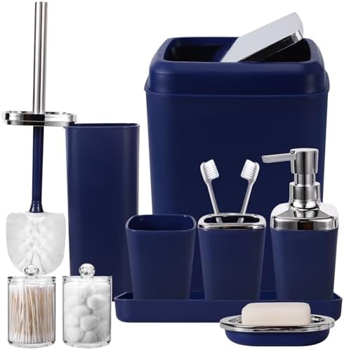 XLHOMO Bathroom Accessory Set, Blue Bathroom Set, 9PC Blue Bathroom Decor