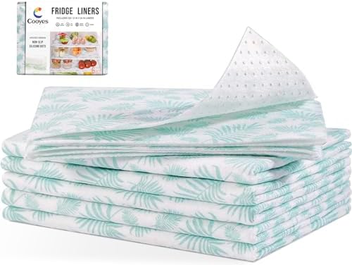 Cooyes Absorbent Refrigerator Liners, Non Slip Shelf Liner for Drawers & Kitchen Cabinets, Cloth Material Keep Produce Fresh Longer, Machine Washable, 17.7" * 24", 6 Pack
