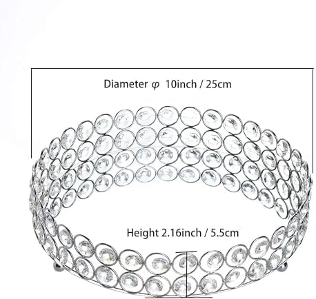 Feyarl Crystal Perfume Tray Cosmetic Makeup Vanity Tray Jewelry Trinket Organizer Mirrored Decorative Tray for Home Deco Christmas Birthday Gift(Round 10" inch) (Silver)