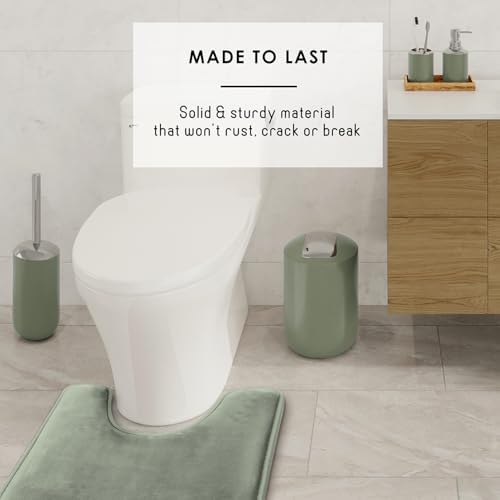 Clara Clark Bathroom Set - Sage Green Bathroom Accessories Set, 20PC Bathroom Accessory Set, Shower Curtain Set with Liner, Toothbrush Holder, Soap Dispenser, Soap Dish, and Toilet Brush Holder