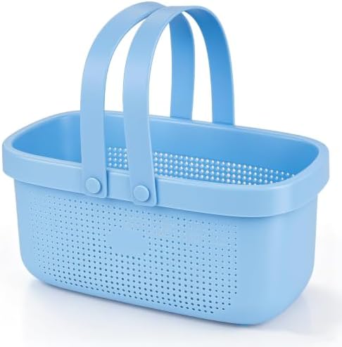 Portable Shower Caddy Basket with Handles Plastic Storage Basket Blue