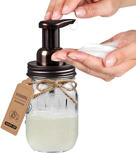Amolliar Mason Jar Bathroom Accessories Set, 4Pcs Glass Rustic Bathroom Set