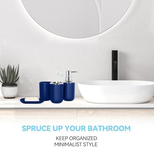 Blue Bathroom Accessories Set 4 PCS, Blue Bathroom Accessories