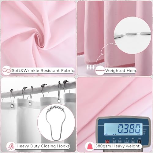 XLHOMO Bathroom Accessories Set, Pink Bathroom Set, Shower Curtain Set
