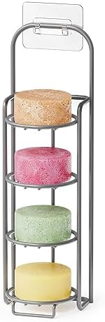 SpaceAid 4 Tier Shampoo Bar Holder for Shower, Self Draining Soap Bar Holders Caddy for Bathroom Wall and Kitchen Sink, Shampoo Bar Dish Rack, Stainless Steel Bar Soap Holder (Gray)