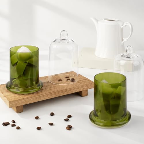 rejomiik Qtip Holder Glass Apothecary Jars with Lids Bathroom Storage Green