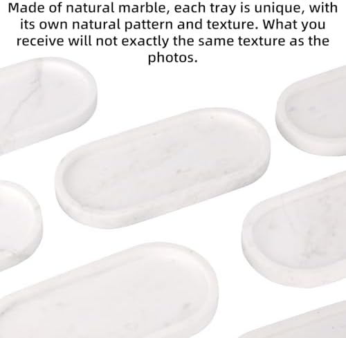 Natural Marble Tray Oval, White, 10 x 5 x 0.6