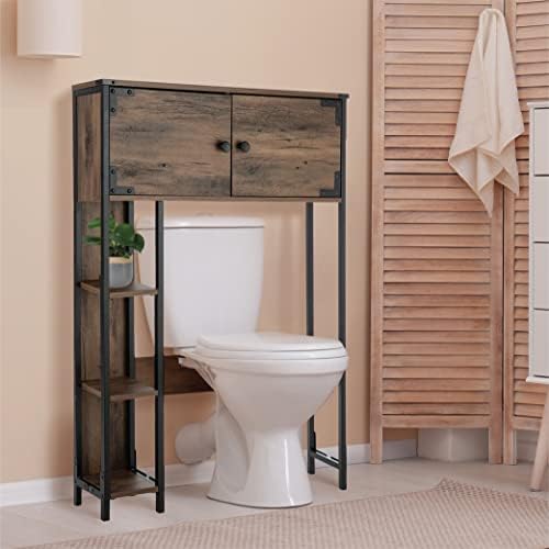 Landia Home Over The Toilet Bathroom Organizer for Storage, Industrial Themed with a Steel Frame and Different Tiers of Shelves for Organization