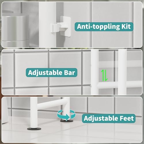 3-Tier Over Toilet Storage, Anti-Tip, 64" H, White