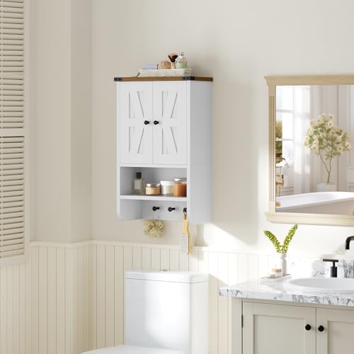 MAHANCRIS Bathroom Wall Cabinet, Farmhouse Wall-Mounted Medicine Cabinet