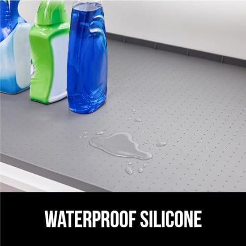 GORILLA GRIP Waterproof Silicone Under Sink Mat, Stay in Place, 31x22 Gray
