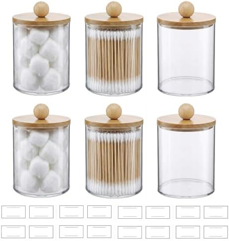 novelinks Acrylic Plastic Qtip Holder Dispenser (Beige, 6 Pack)