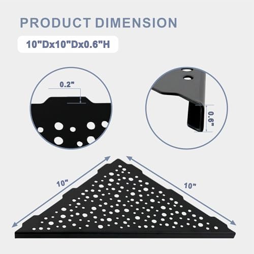 HIDROP Matte Black 10" Corner Shower Shelves for Tiled Walls, 2 Pack