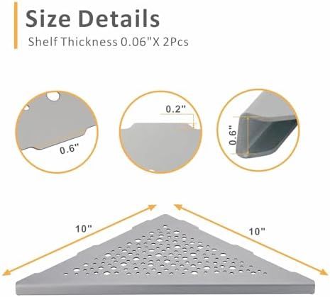 WELLUP Corner Shower Shelf Brushed Nickel 2 Pack,10" Shelf for Tiled Wall